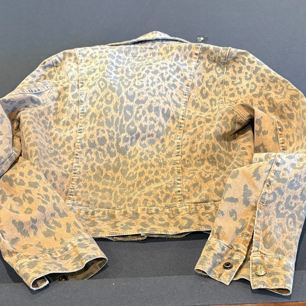 Current Elliott Leopard Print Cropped Denim Jacket xs - Picture 4 of 5